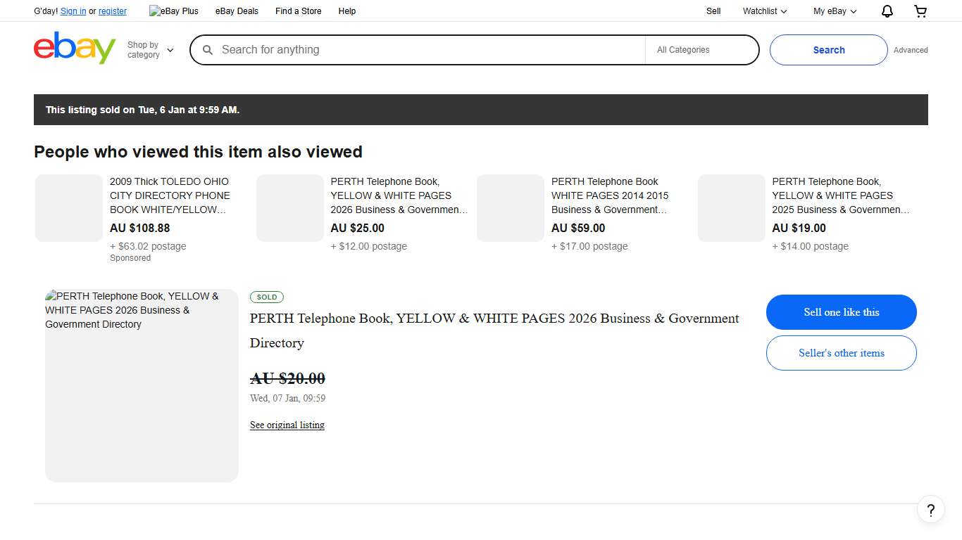 PERTH Telephone Book, YELLOW & WHITE PAGES 2026 Business & Government Directory eBay Australia